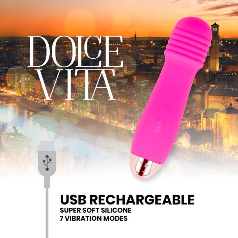 DOLCE VITA - RECHARGEABLE VIBRATOR THREE PINK 7 SPEEDS