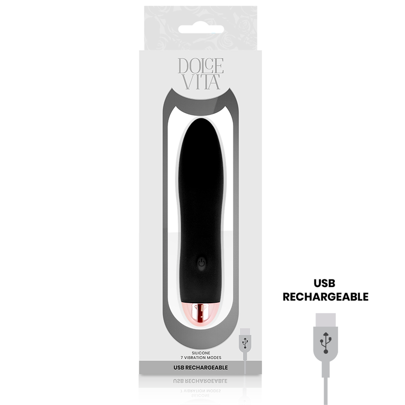 DOLCE VITA - RECHARGEABLE VIBRATOR FOUR BLACK 7 SPEEDS