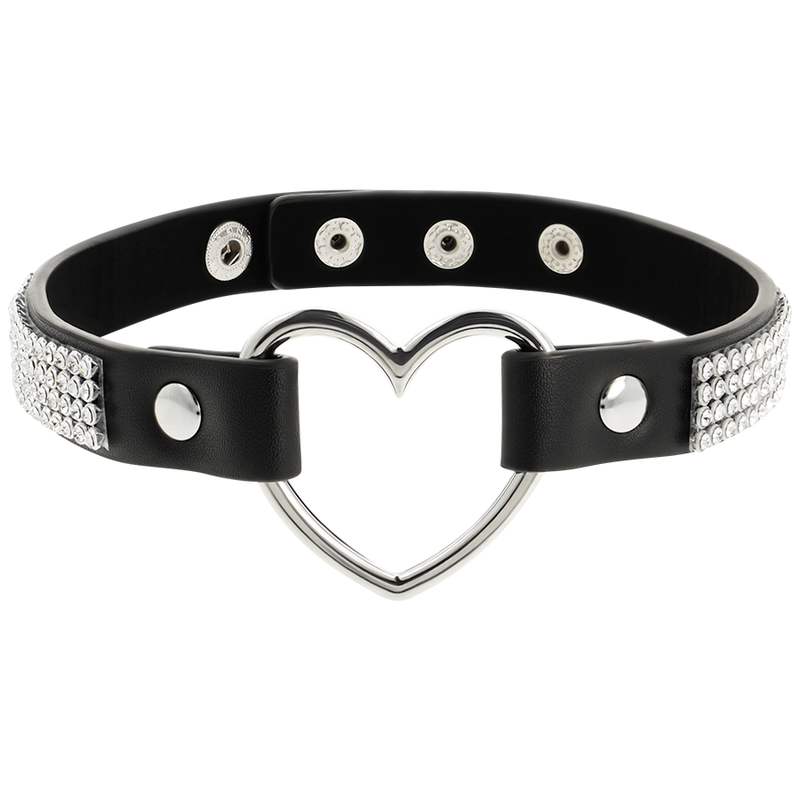 COQUETTE CHIC DESIRE - VEGAN LEATHER CHOKER WITH HEART