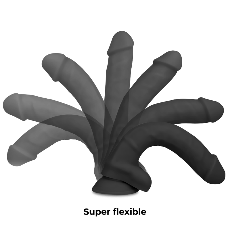 COCK MILLER - HARNESS + SILICONE DENSITY ARTICULABLE COCKSIL BLACK 18 CM