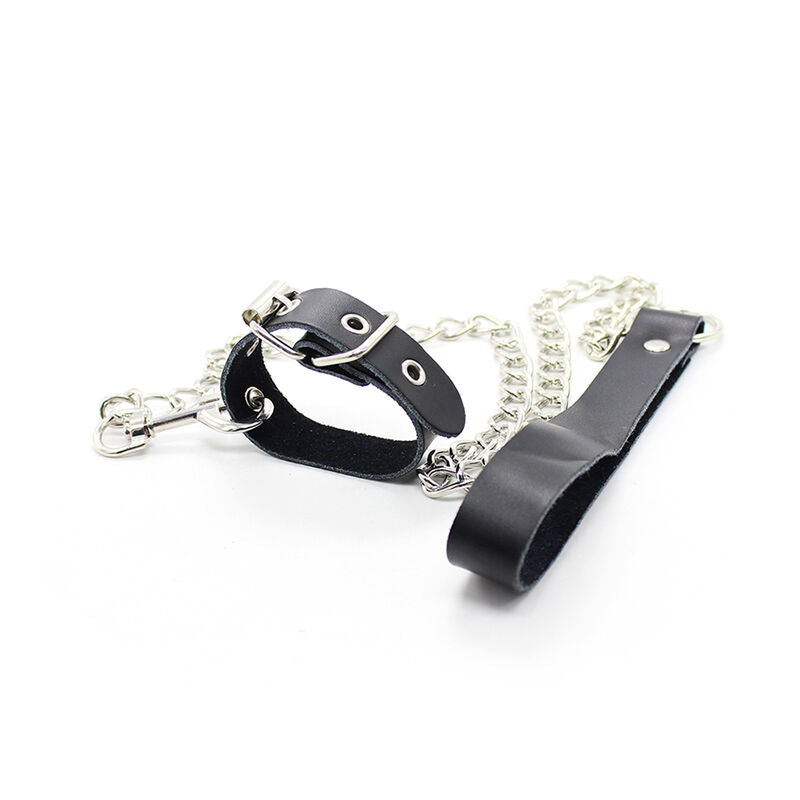 OHMAMA FETISH - PENIS NECKLACE AND LEATHER STRAP WITH METAL CHAIN