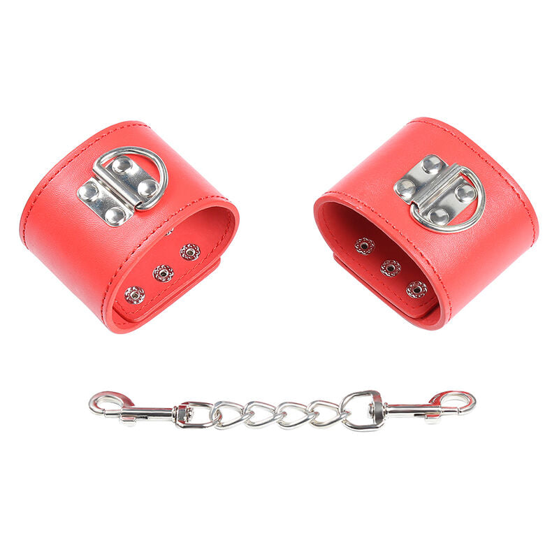 OHMAMA FETISH - RED HANDCUFFS WITH SNAP CLOSURE