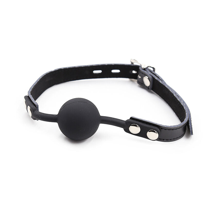 OHMAMA FETISH - SILICONE BALL GAG WITH LEATHER BELT (PADLOCK INCLUDED)