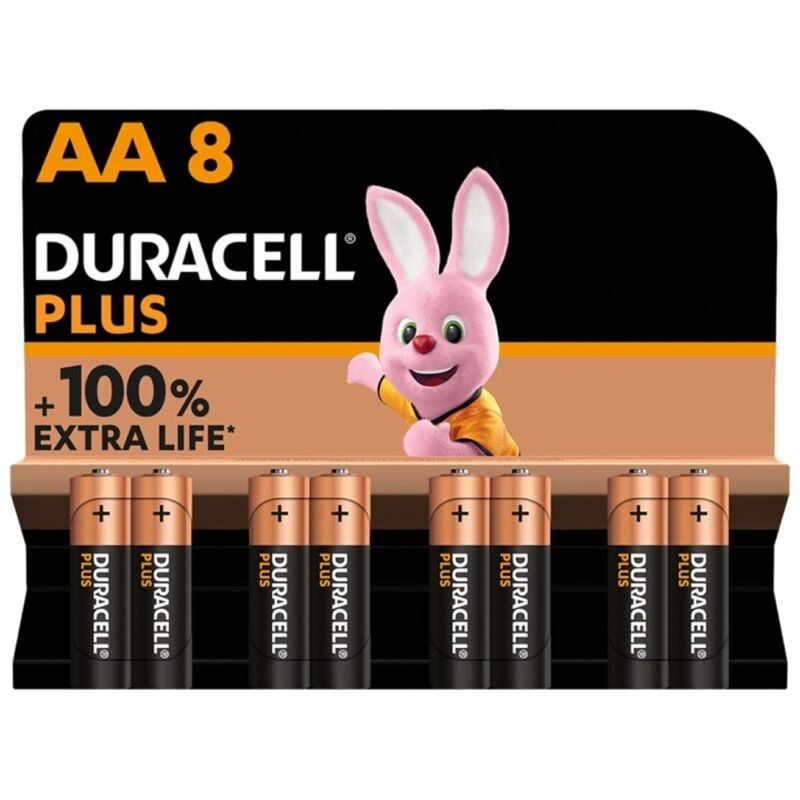 DURACELL - PLUS POWER 100 ALKALINE BATTERY AA LR6 8 UNIT