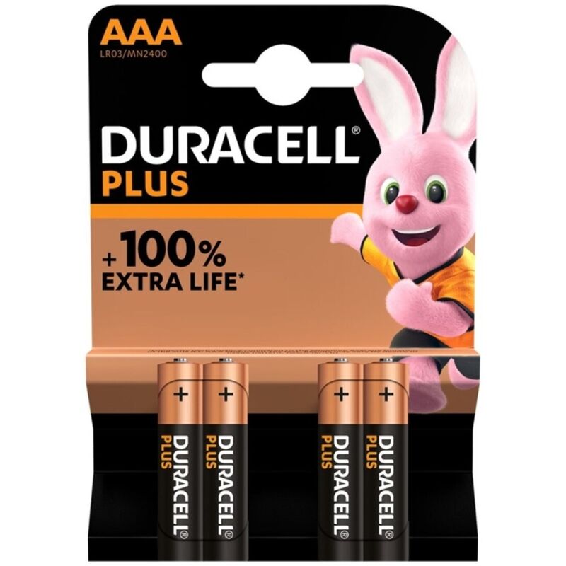 DURACELL - PLUS POWER 100 ALKALINE BATTERY AAA LR03 4 UNIT