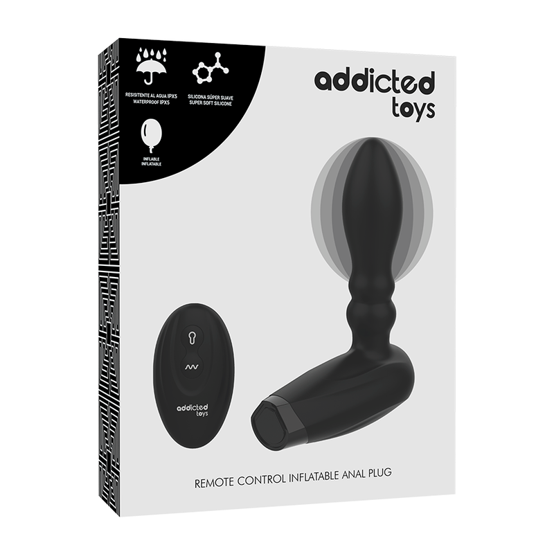 ADDICTED TOYS - INFLATABLE REMOTE CONTROL PLUG - 10 MODES OF VIBRATION