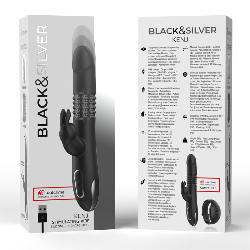 BLACK&SILVER - KENJI STIMULATING VIBE COMPATIBLE WITH WATCHME WIRELESS TECHNOLOGY