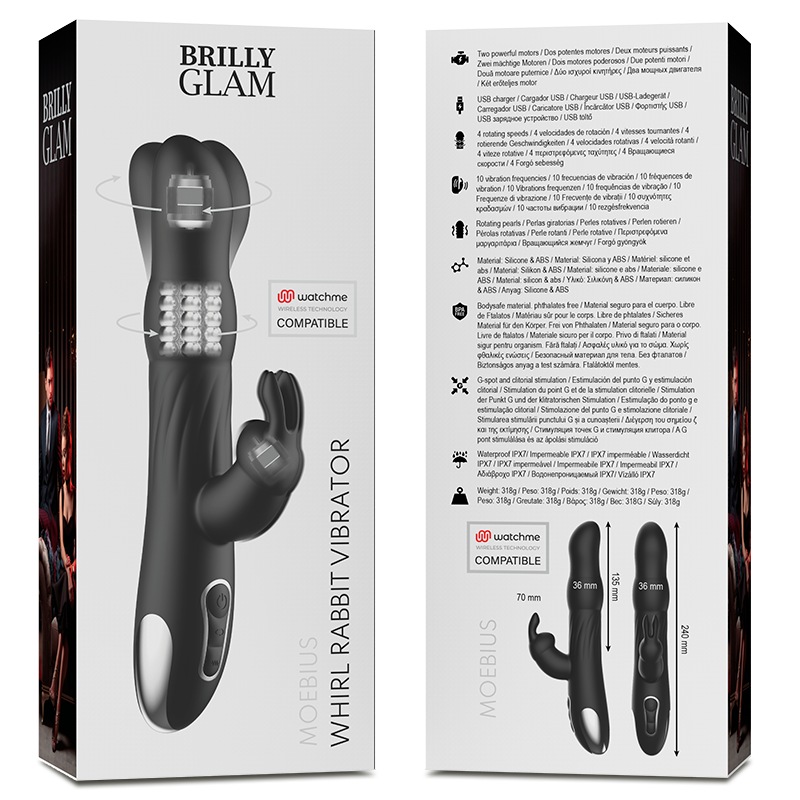 BRILLY GLAM- MOEBIUS RABBIT VIBRATOR & ROTATOR COMPATIBLE WITH WATCHME WIRELESS TECHNOLOGY