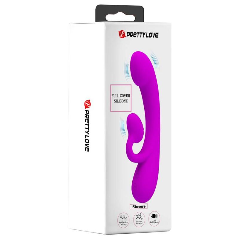 PRETTY LOVE - SINCERE VIBRATOR AND CLITORIS SUCKER PURPLE SILICONE