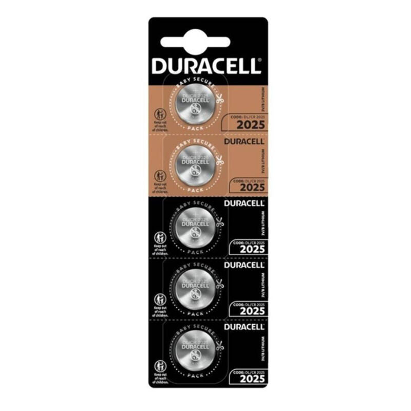 DURACELL - BUTTON BATTERY LITIO CR2025 3V 5 UNIT