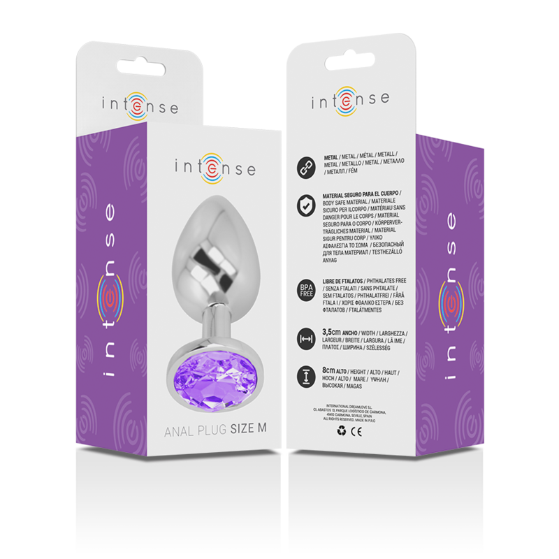 INTENSE - ALUMINUM METAL ANAL PLUG WITH VIOLET CRYSTAL SIZE M