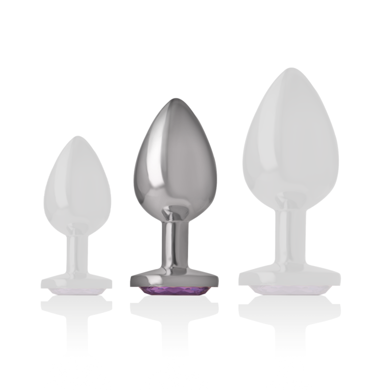 INTENSE - ALUMINUM METAL ANAL PLUG WITH VIOLET CRYSTAL SIZE M