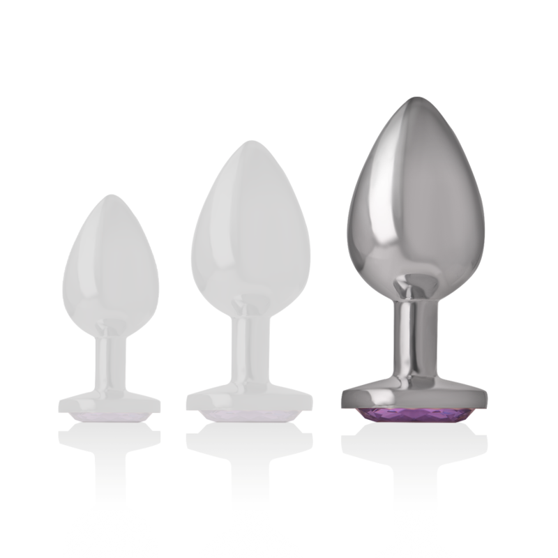 INTENSE - ALUMINUM METAL ANAL PLUG WITH VIOLET CRYSTAL SIZE L