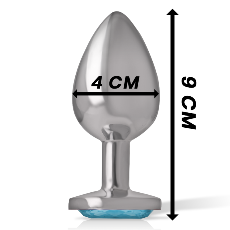 INTENSE - ALUMINUM METAL ANAL PLUG WITH BLUE CRYSTAL SIZE L