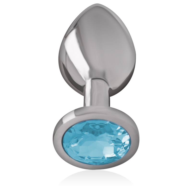 INTENSE - ALUMINUM METAL ANAL PLUG WITH BLUE GLASS SIZE M