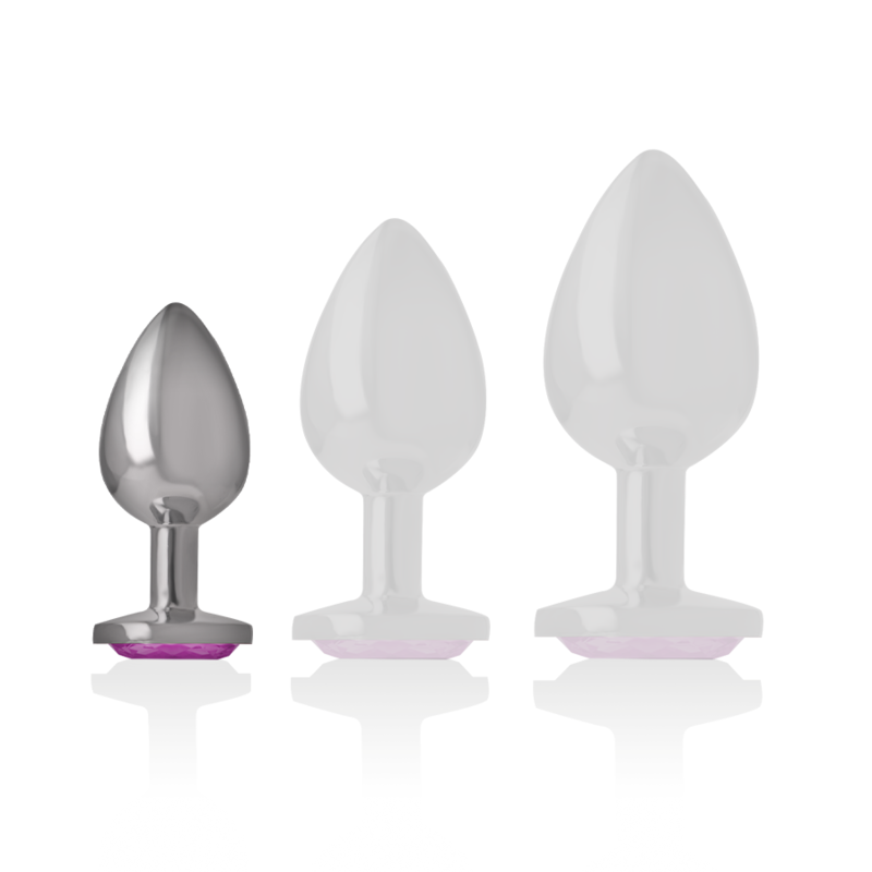 INTENSE - ALUMINUM METAL ANAL PLUG WITH PINK CRYSTAL SIZE S