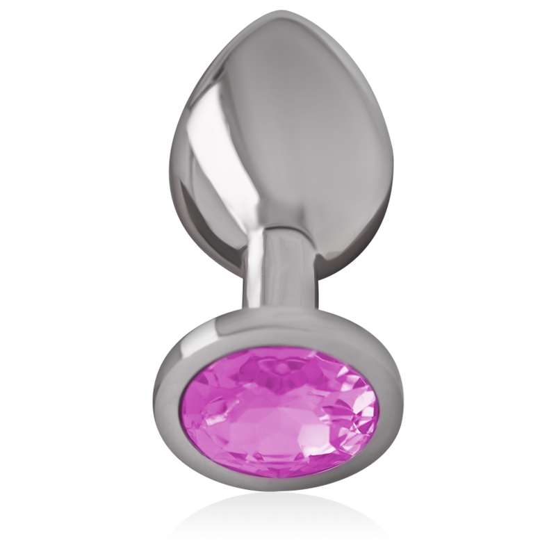 INTENSE - ALUMINUM METAL ANAL PLUG WITH PINK CRYSTAL SIZE M