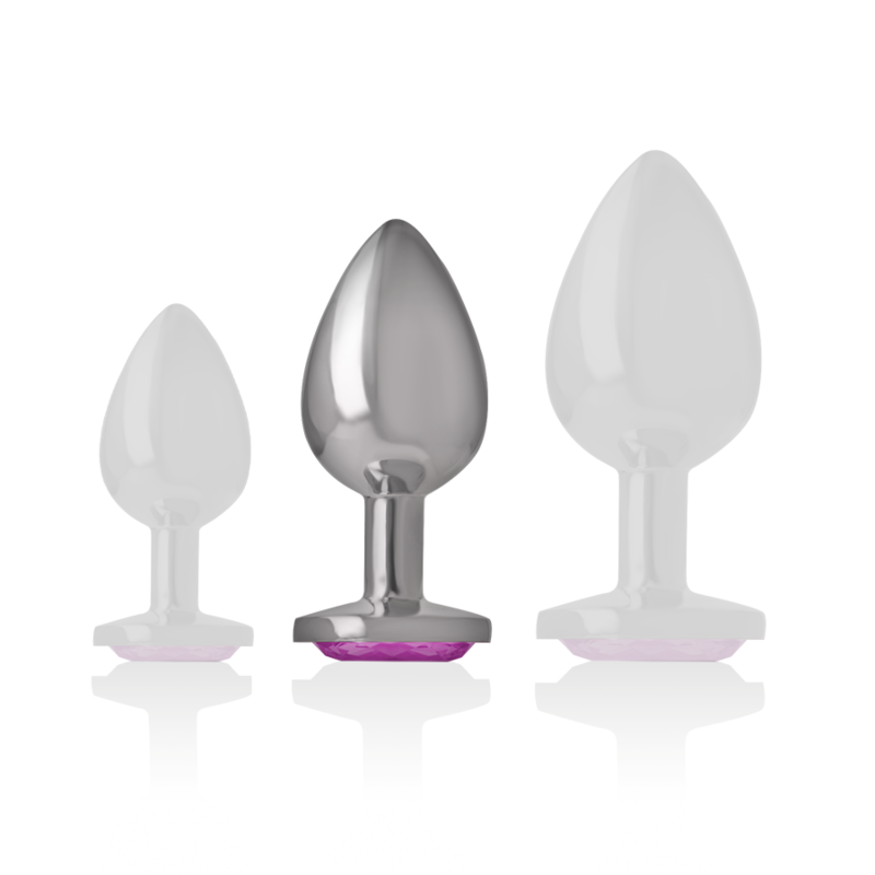 INTENSE - ALUMINUM METAL ANAL PLUG WITH PINK CRYSTAL SIZE M