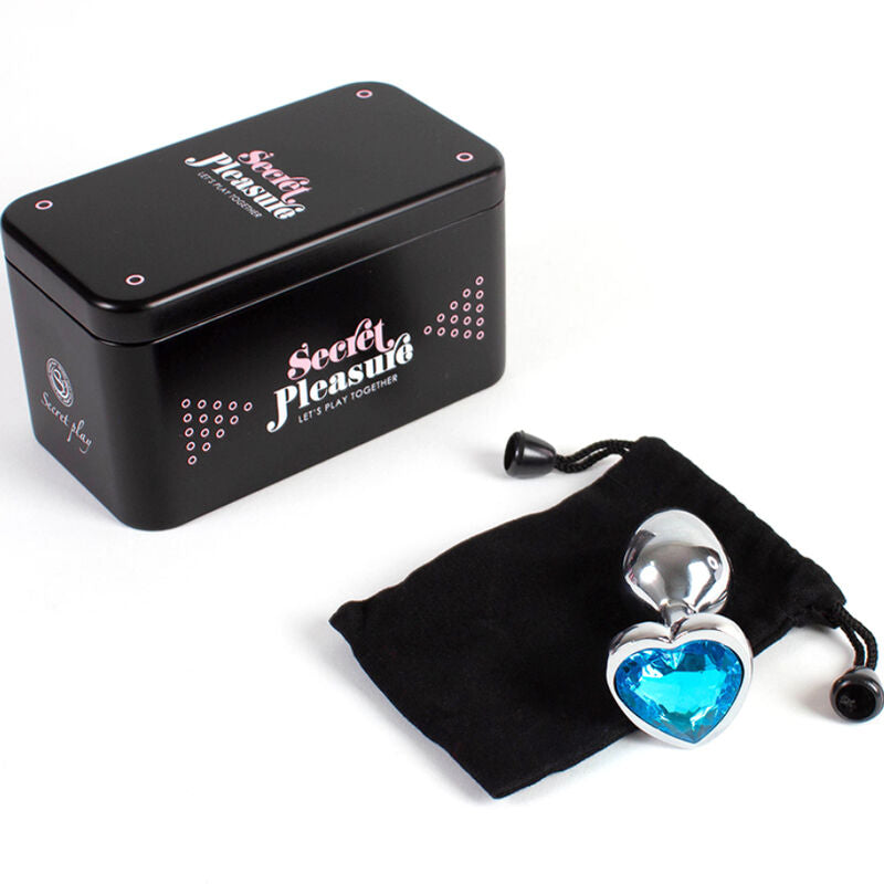 SECRETPLAY - METAL BUTT PLUG BLUE HEART SMALL SIZE 7 CM