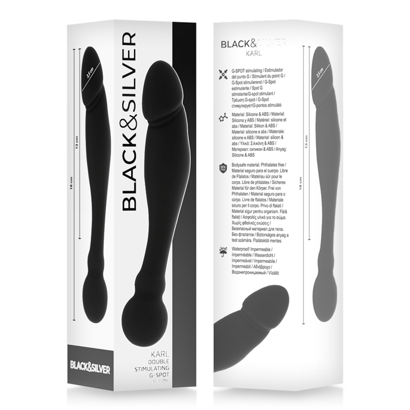 BLACK&SILVER - KARL G-POINT STIMULATING DILDO 18 CM