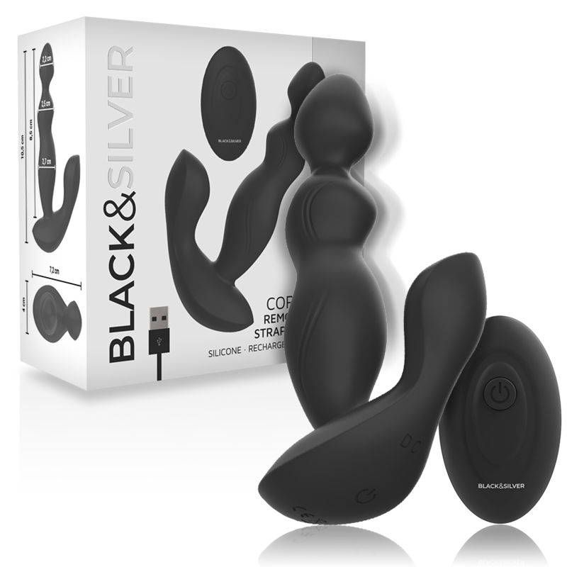 BLACK&SILVER - CORA ANAL PLUG SILICONE REMOTE CONTROL