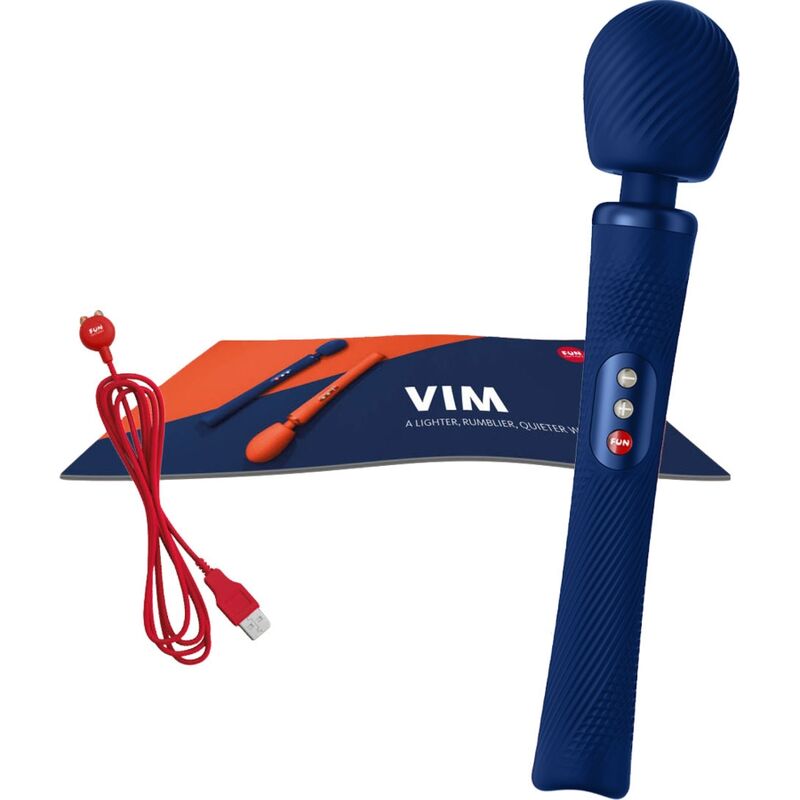 FUN FACTORY - VIM SILICONE RECHARGEABLE VIBRATING WEIGHTED RUMBLE WAND MIDNIGHT BLUE