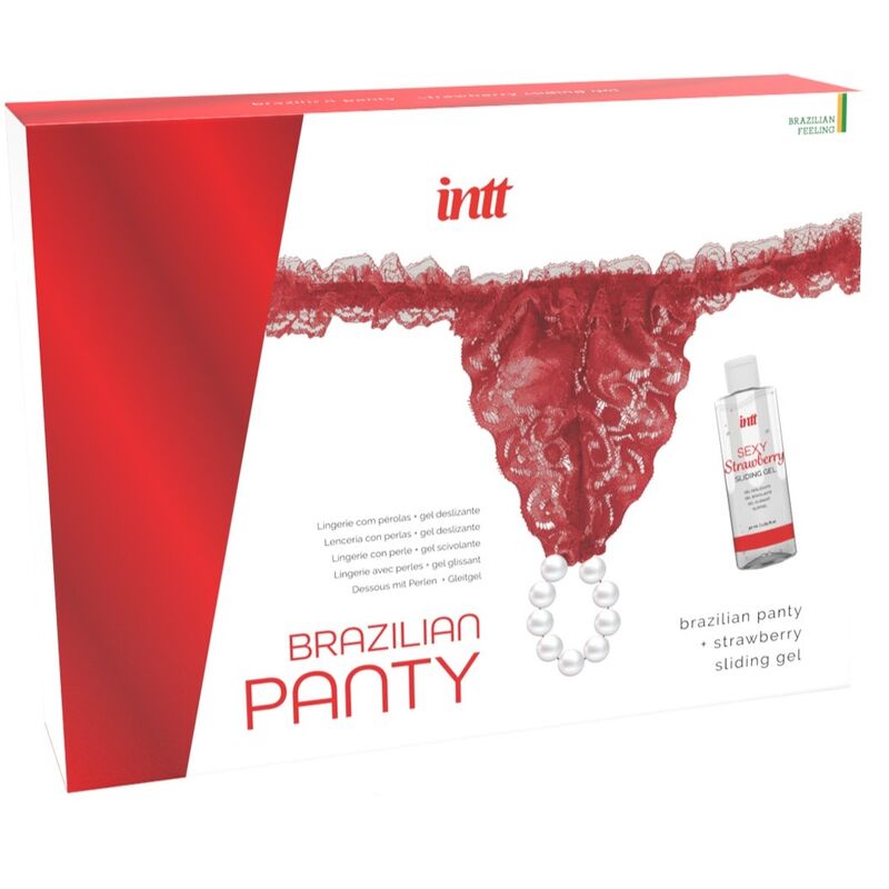 INTT RELEASES - BRAZILIAN RED PANTY WITH PEARLS AND LUBRICATING GEL 50 ML