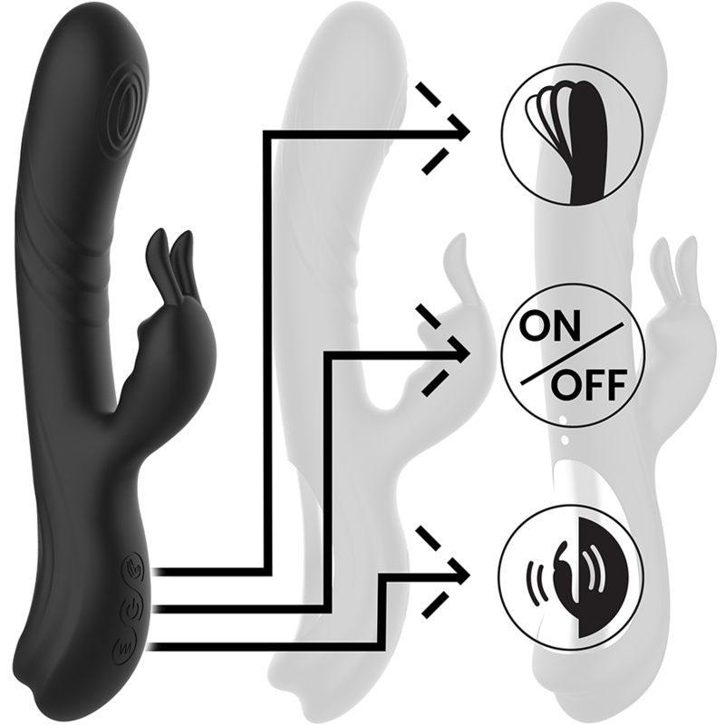 BLACK&SILVER - JAMIE RECHARGEABLE SILICONE RABBIT STIMULATOR BLACK