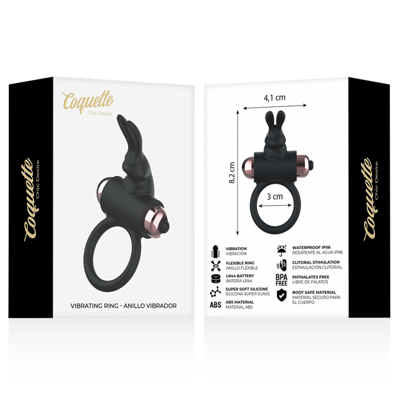 COQUETTE CHIC DESIRE - COCK RING WITH VIBRATOR BLACK/ GOLD