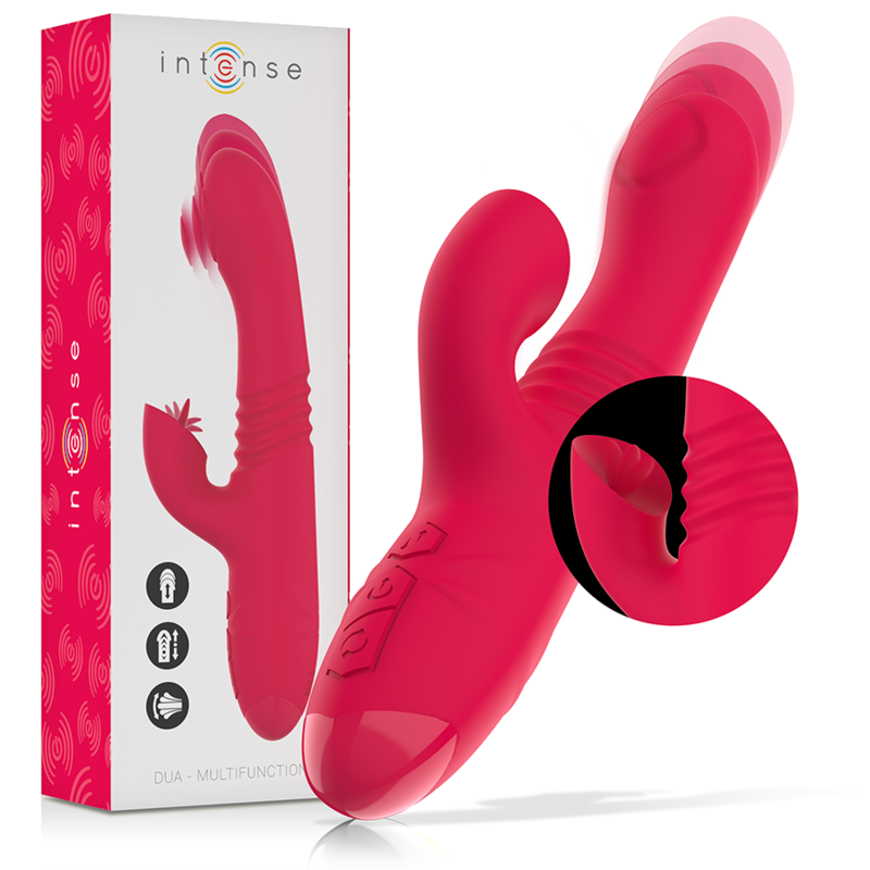 INTENSE - DUA MULTIFUNCTION RECHARGEABLE UP & DOWN VIBRATOR WITH RED TONGUE