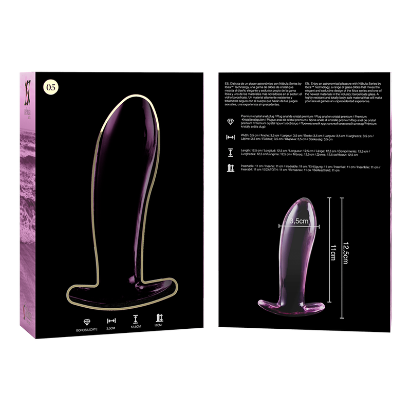 NEBULA SERIES BY IBIZA - MODEL 5 ANAL PLUG BOROSILICATE GLASS CLEAR 12.5 CM -O- 3.5 CM