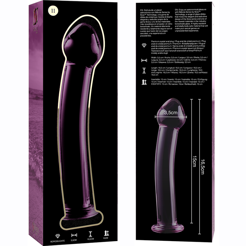 NEBULA SERIES BY IBIZA - MODEL 11 DILDO BOROSILICATE GLASS CLEAR 16 CM -O- 3 CM