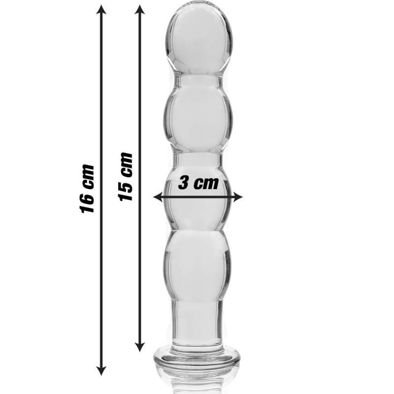 NEBULA SERIES BY IBIZA - MODEL 10 DILDO BOROSILICATE GLASS CLEAR 16.5 CM -O- 3.5 CM