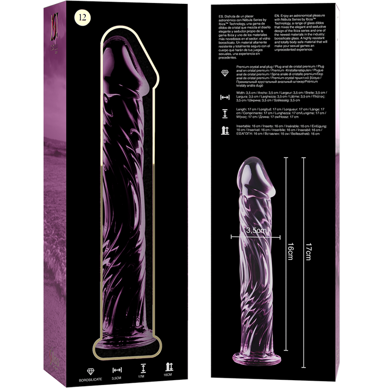 NEBULA SERIES BY IBIZA - MODEL 12 DILDO BOROSILICATE GLASS CLEAR 17 CM -O- 3.5 CM