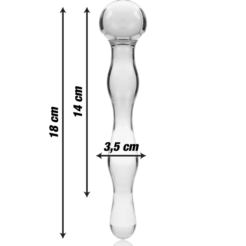 NEBULA SERIES BY IBIZA - MODEL 13 DILDO BOROSILICATE GLASS CLEAR 18 CM -O- 3.5 CM