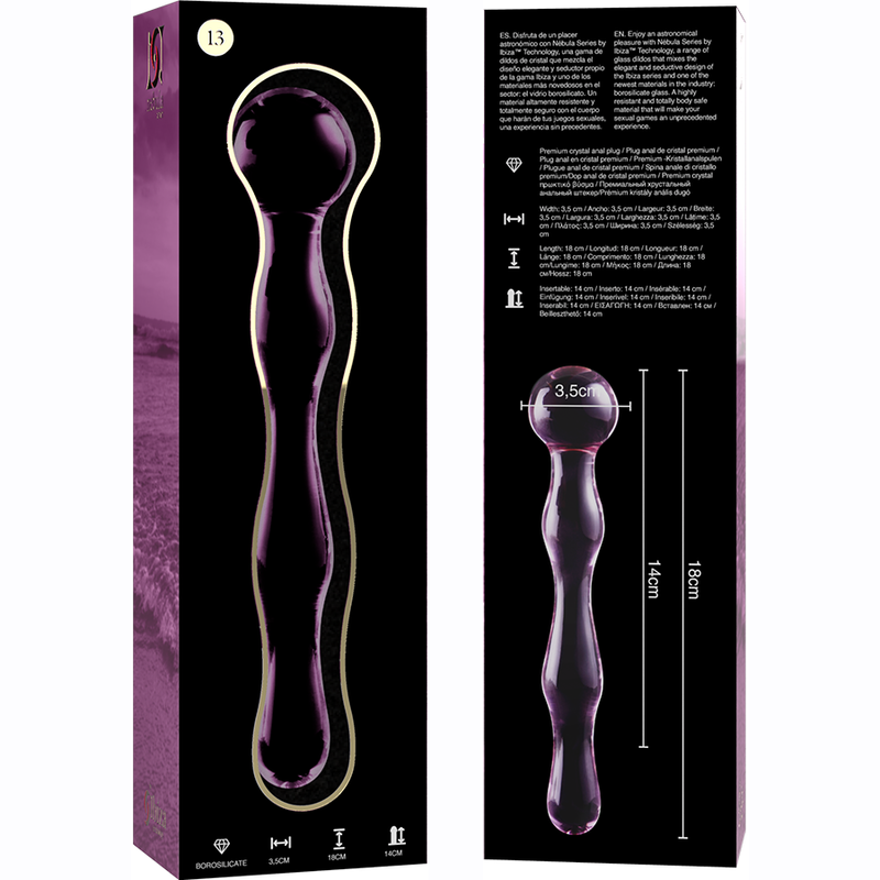 NEBULA SERIES BY IBIZA - MODEL 13 DILDO BOROSILICATE GLASS CLEAR 18 CM -O- 3.5 CM