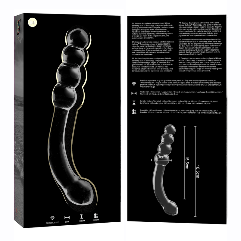 NEBULA SERIES BY IBIZA - MODEL 14 DILDO BOROSILICATE GLASS PINK 18.5 CM -O- 3 CM