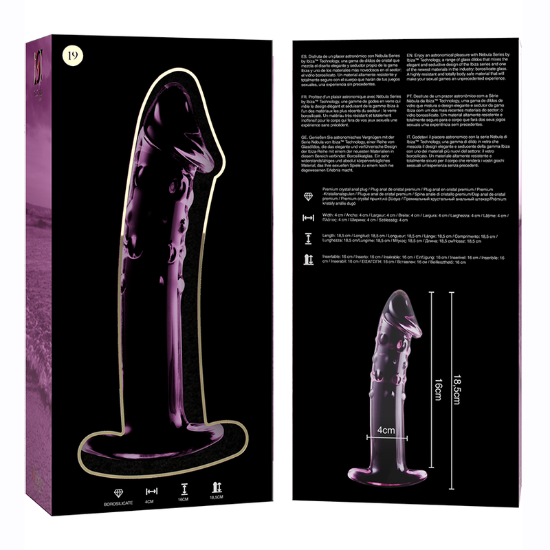 NEBULA SERIES BY IBIZA - MODEL 19 DILDO BOROSILICATE GLASS CLEAR 18.5 CM -O- 4 CM