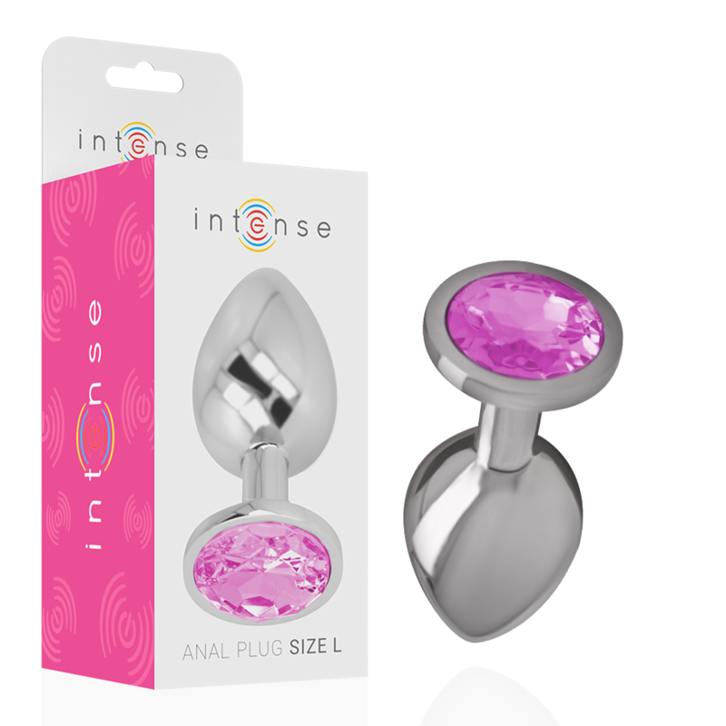 INTENSE - ALUMINUM METAL ANAL PLUG WITH PINK CRYSTAL SIZE L