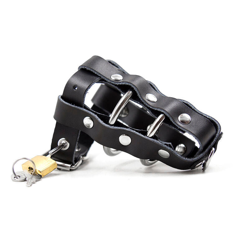 OHMAMA FETISH - LEATHER SHEATH WITH METAL RINGS AND PADLOCK