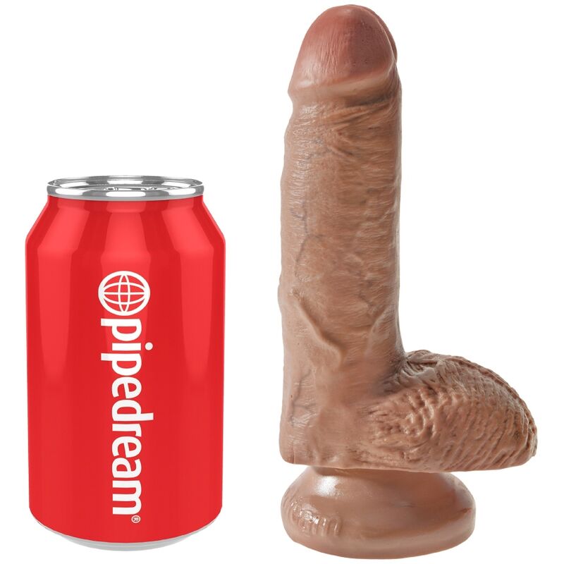 KING COCK - REALISTIC PENIS WITH BALLS 13.2 CM CARAMEL