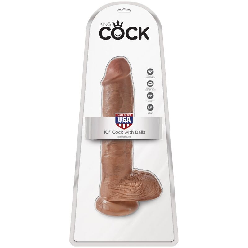 KING COCK - REALISTIC PENIS WITH BALLS 19.8 CM CARAMEL