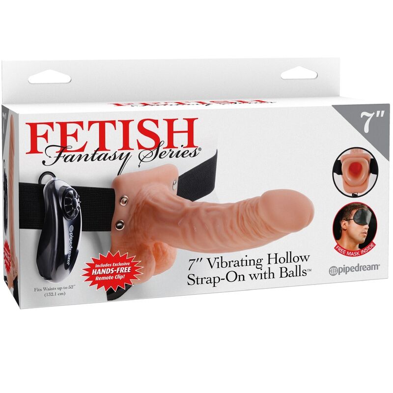 FETISH FANTASY SERIES - ADJUSTABLE HARNESS REMOTE CONTROL REALISTIC PENIS WITH TESTICLES 17.8 CM