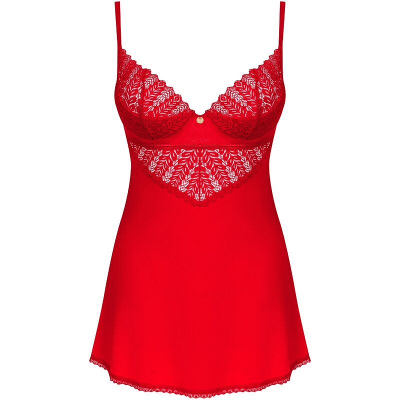 OBSESSIVE - INGRIDIA CHEMISE & THONG RED XS/S