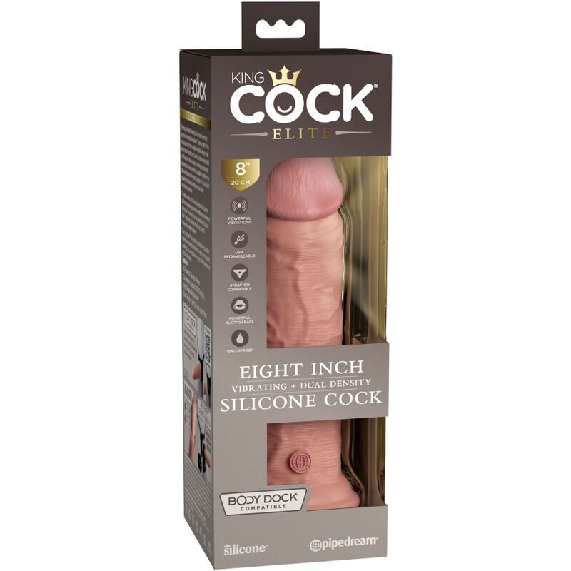 KING COCK - ELITE REALISTIC DILDO VIBRATING & SILICONE 20.3 CM