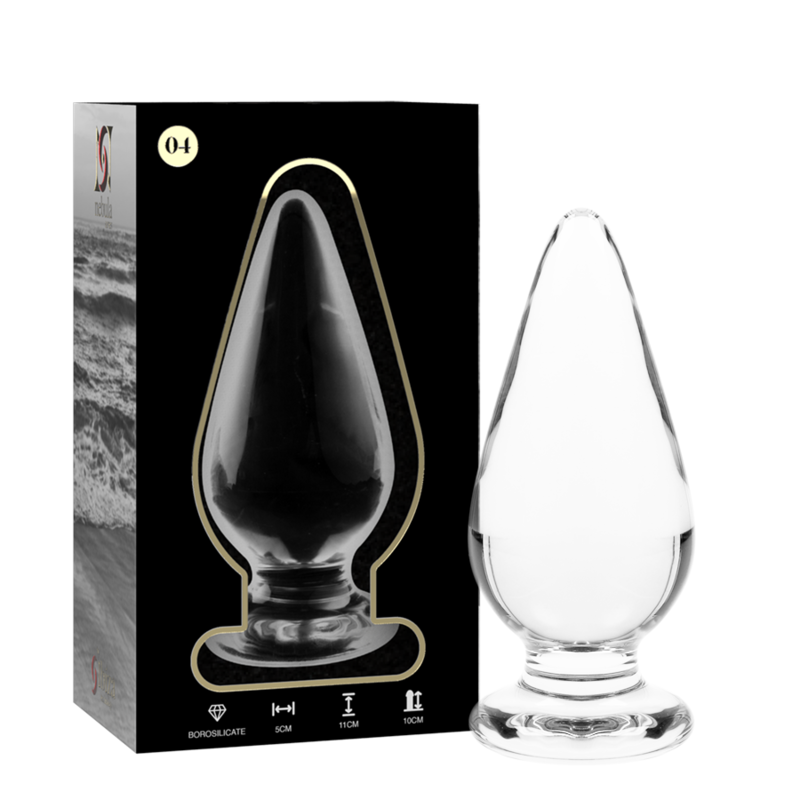 NEBULA SERIES BY IBIZA - MODEL 4 ANAL PLUG BOROSILICATE GLASS CLEAR 11 CM -O- 5 CM