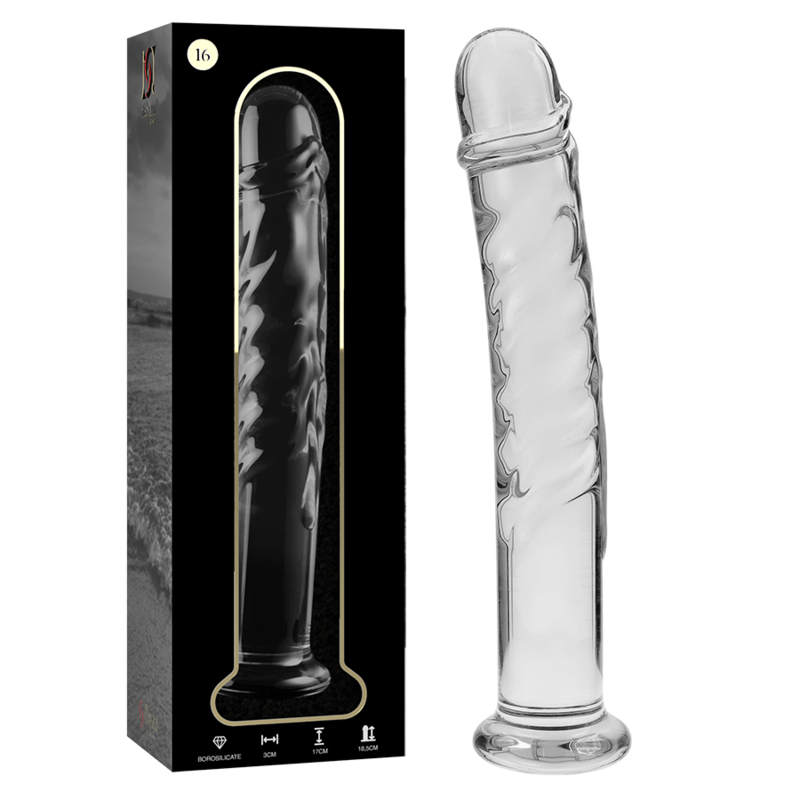 NEBULA SERIES BY IBIZA - MODEL 16 DILDO BOROSILICATE GLASS CLEAR 18.5 CM -O- 3 CM