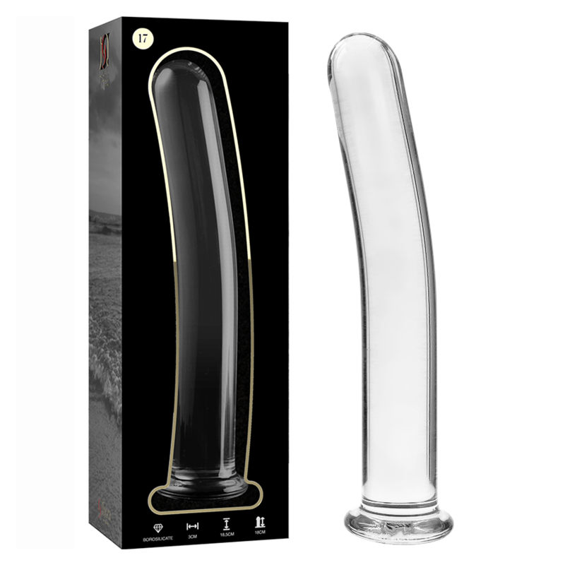 NEBULA SERIES BY IBIZA - MODEL 17 DILDO BOROSILICATE GLASS CLEAR 18.5 CM -O- 3 CM