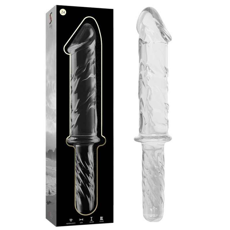 NEBULA SERIES BY IBIZA - MODEL 24 DILDO BOROSILICATE GLASS CLEAR 28.5 CM -O- 5 CM