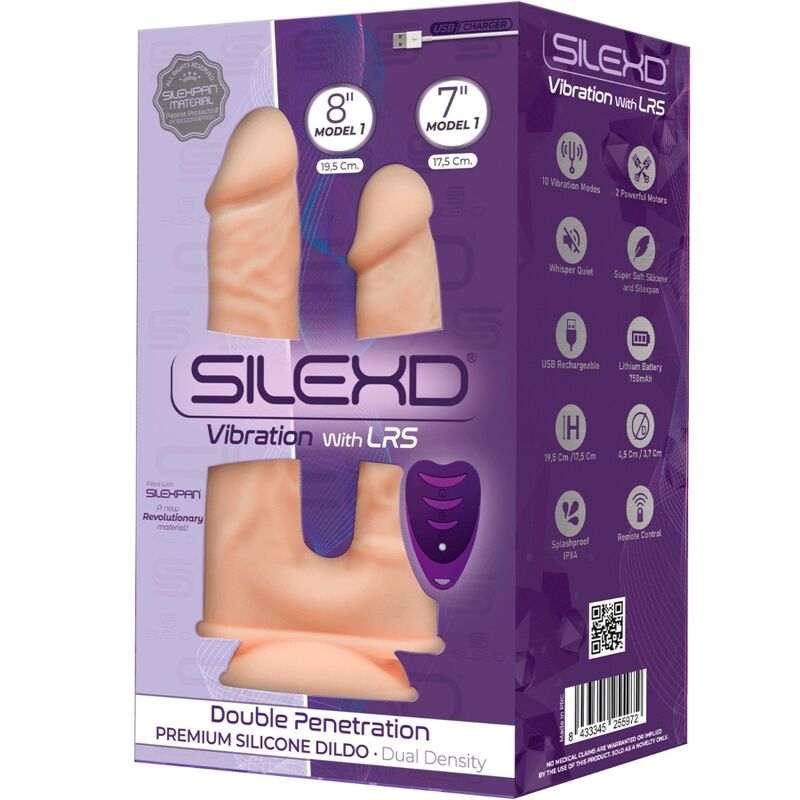 SILEXD - MODEL 1 REALISTIC PENIS DOUBLE PENETRATION VIBRATOR PREMIUM SILEXPAN SILICONE REMOTE CONTROL 17.5 / 19.5 CM